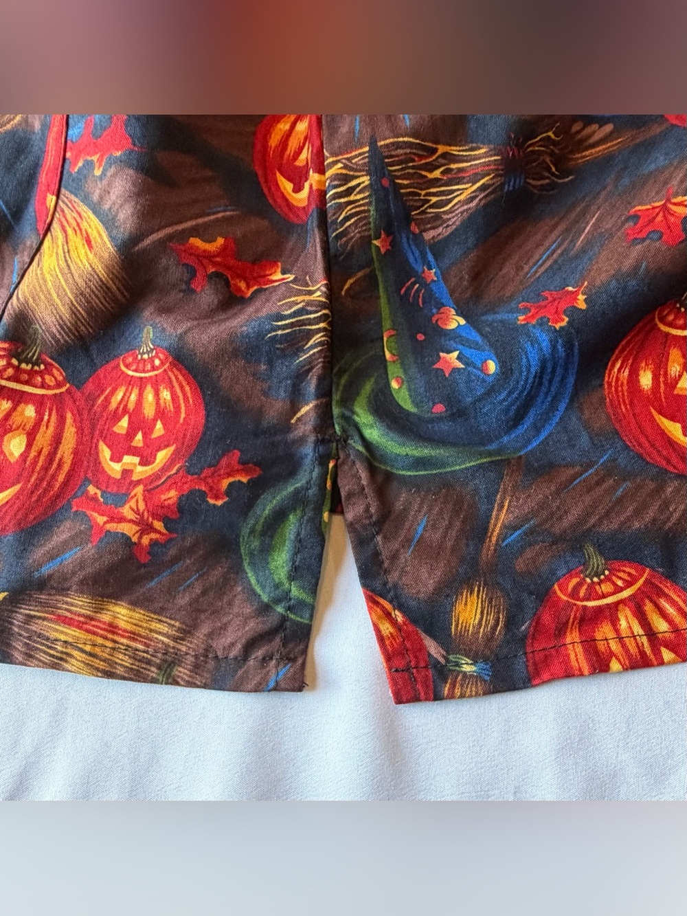 VTG Halloween Scrub Top Jack O Lantern Pumpkins Witch Hats Short Sleeve Size 4X - Picture 11 of 16